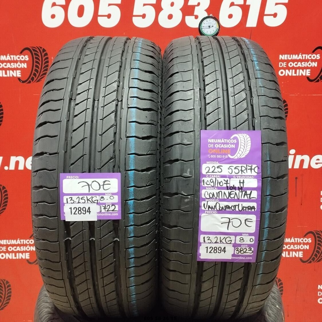 2x 225 55 R17C 109/107H CONTINENTAL VAN CONTACT ULTRA 8.0/8.0mm REF:12894