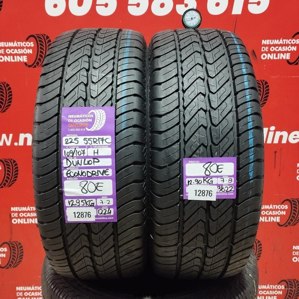 2x 225 55 R17C 109/107H DUNLOP ECONODRIVE 7.2/7.8mm REF:12876