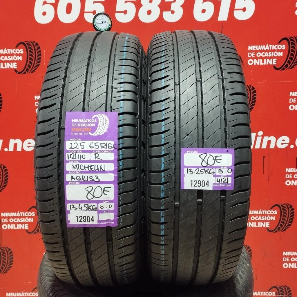 2x 225 65 R16C 112/110R MICHELIN AGILIS3 8.0/8.0mm REF:12904