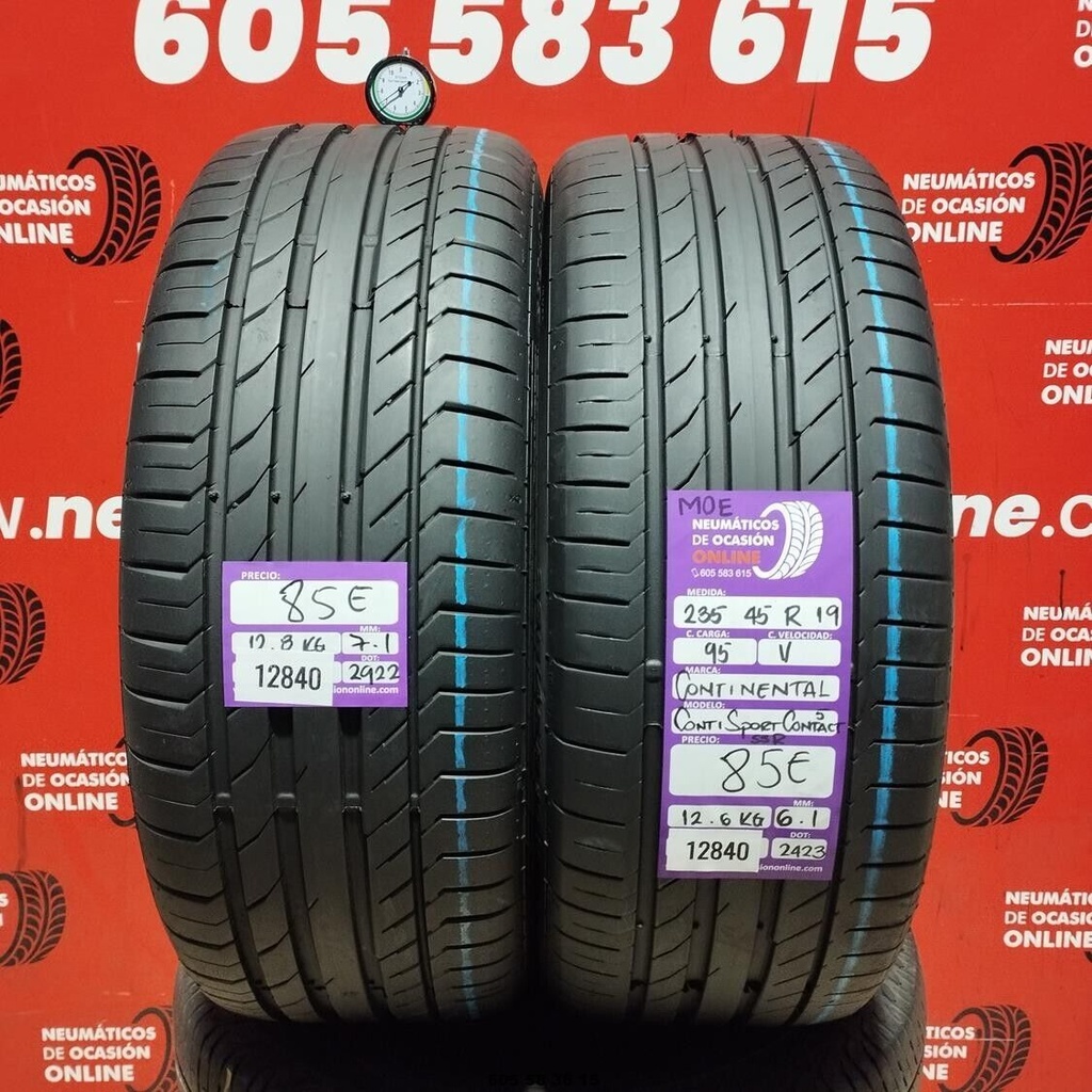 2x 235 45 R19 95V CONTINENTAL CONTI SPORT CONTACT5 MOE 7.1/6.1mm REF:12840