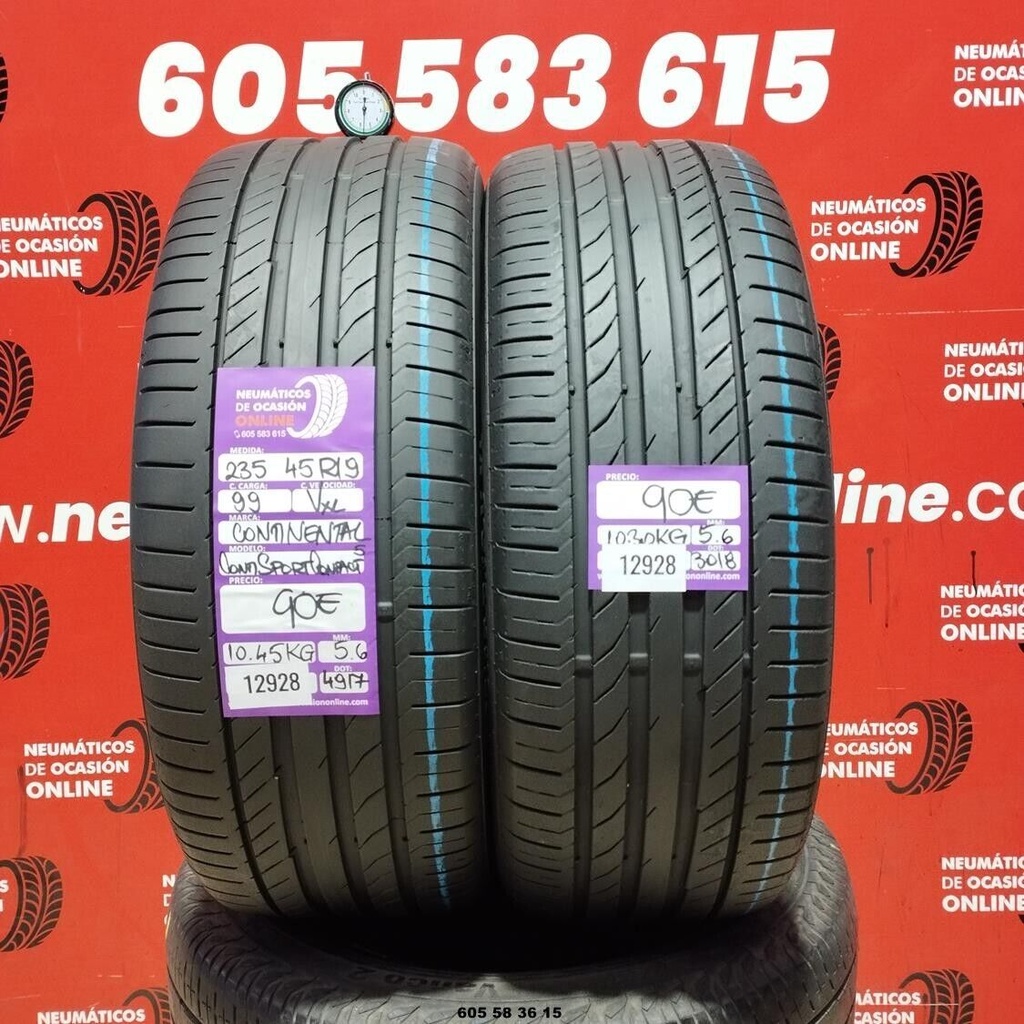 2x 235 45 R19 99VXL CONTINENTAL CONTI SPORT CONTACT5 5.6/5.6mm REF:12928