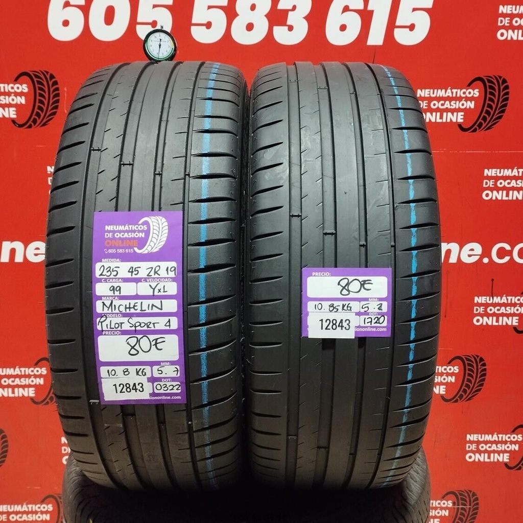 2x 235 45 ZR19 99YXL MICHELIN PILOT SPORT4 5.7/5.2mm REF:12843