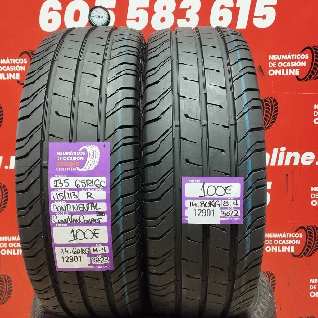 2x 235 65 R16C 115/113R CONTINENTAL CONTIVAN CONTACT 8.4/8.4mm REF:12901