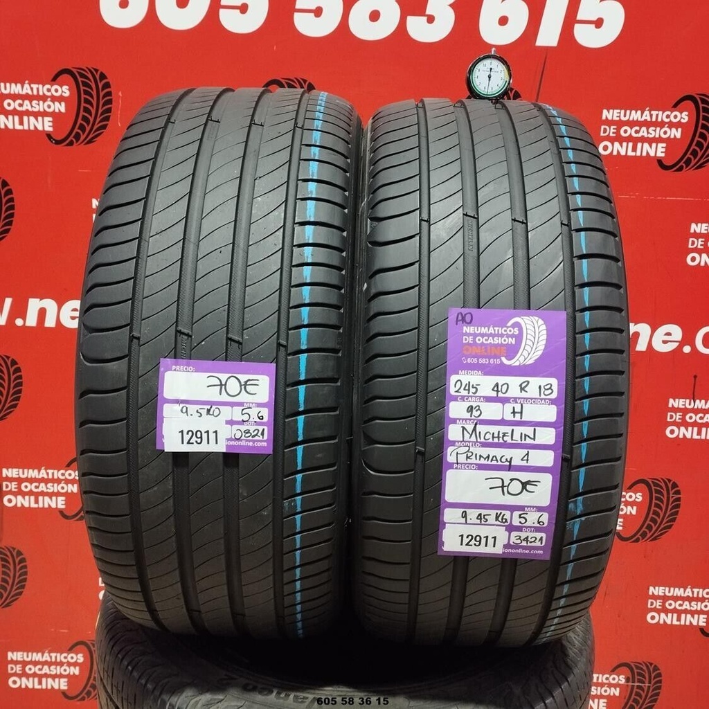 2x 245 40 R18 93H MICHELIN PRIMACY4 AO 5.6/5.6mm REF:12911