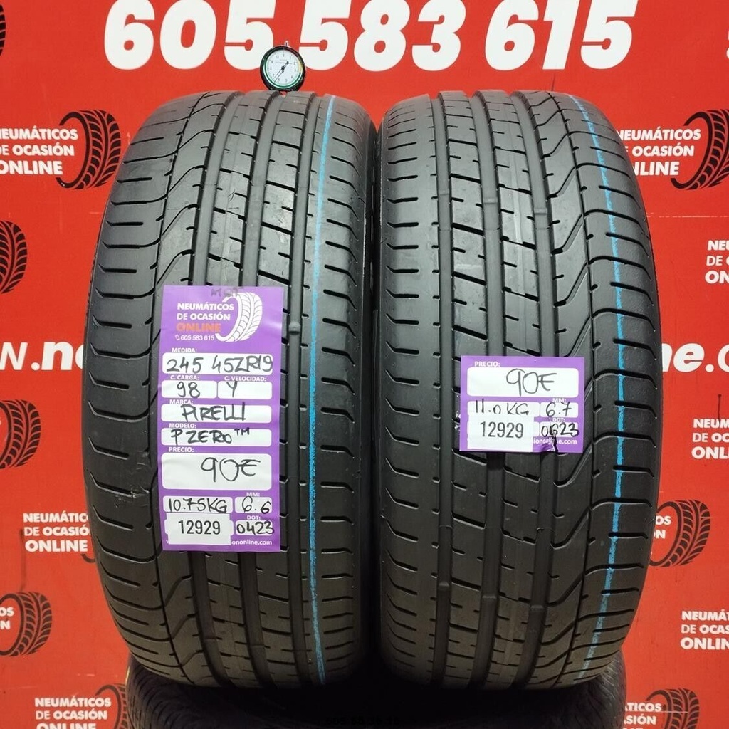 2x 245 45 ZR19 98Y PIRELLI PZERO TM M+S* 6.6/6.7mm REF:12929