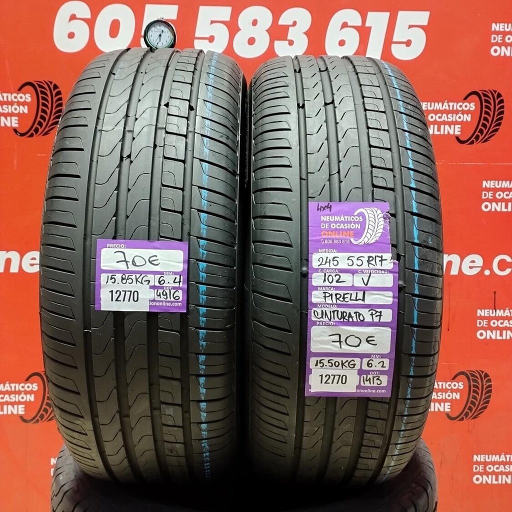 2x 245 55 R17 102V PIRELLI CINTURATO P7 4X4 6.4/6.2mm REF:12770