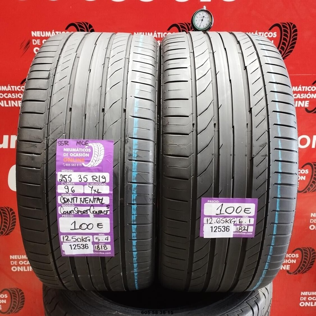 2x 255 35 R19 96YXL CONTINENTAL CONTISPORT SSR MOE 5.4/6.1mm REF:12536