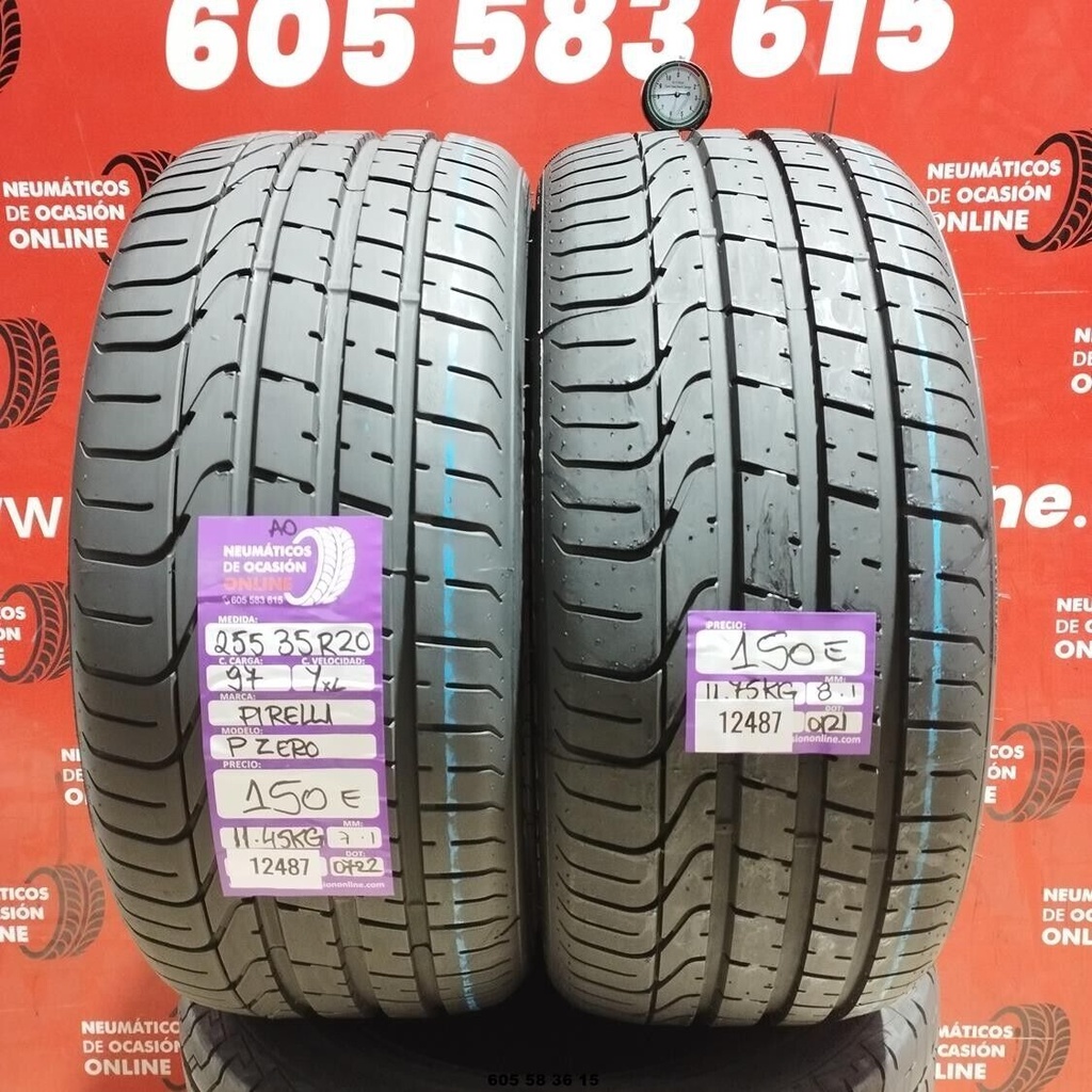 2x 255 35 R20 97YXL PIRELLI PZERO 7.1/8.1mm REF:12487