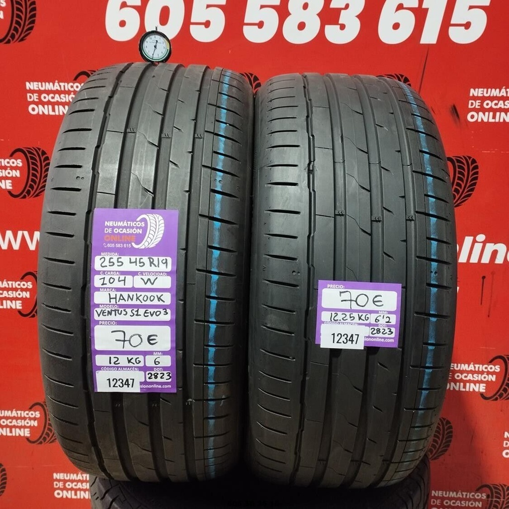 2x 255 45 R19 104W HANKOOK VENTUS S1 EVO3 6.0/6.2mm REF:12347