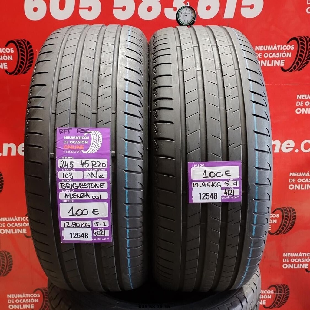 2x 245 45 R20 103WXL BRIDGESTONE ALENZA 001 RFT RSC 5.2/5.4mm REF:12548