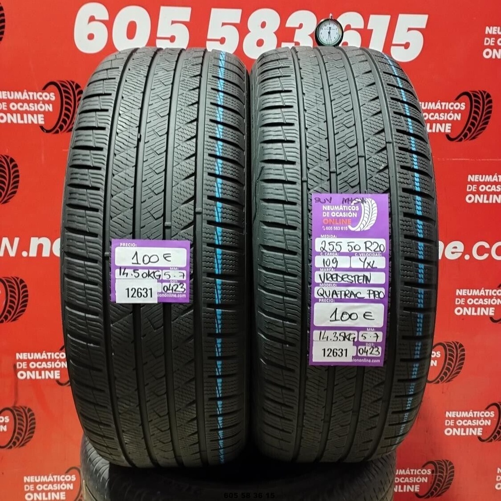 2x 255 50 R20 109YXL VREDESTEIN QUATRAC PRO SUV M+S* 5.7/5.7mm REF:12631