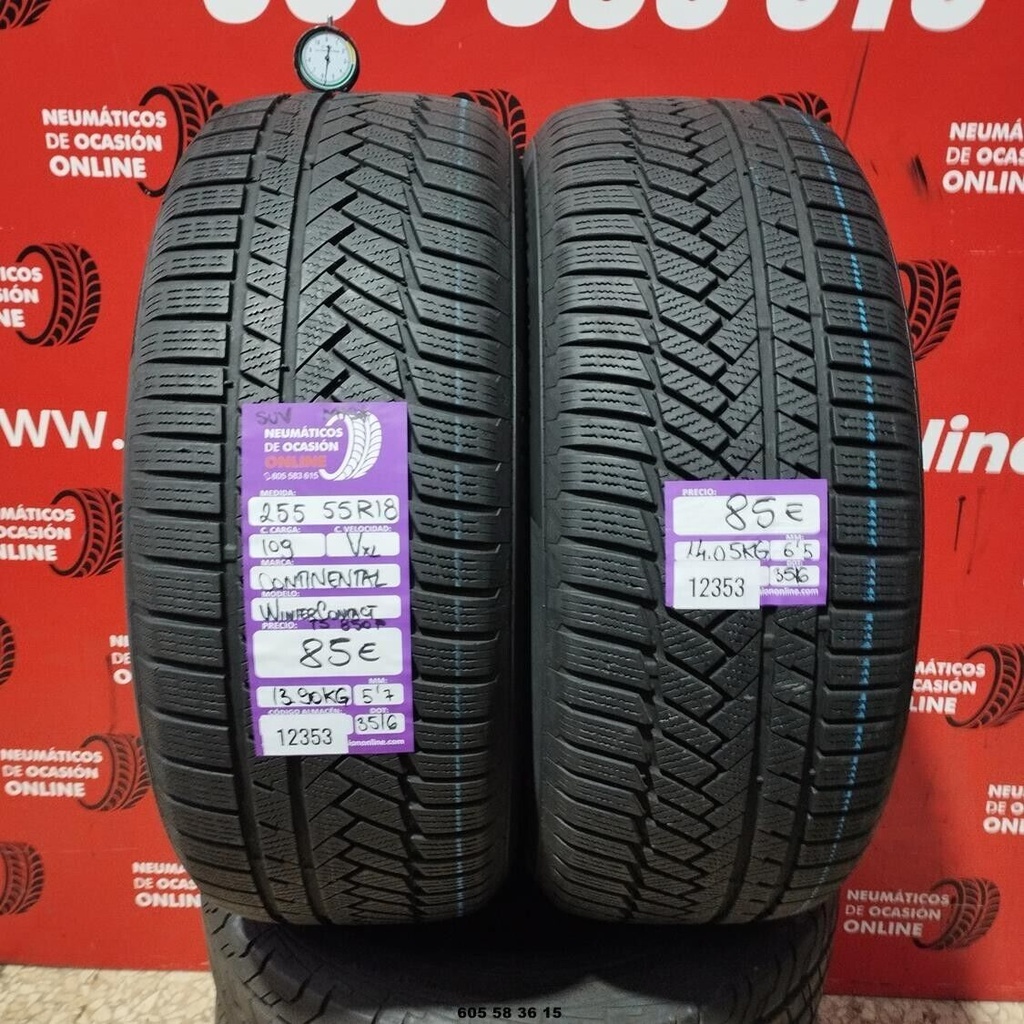 2x 255 55 R18 109VXL CONTINENTAL WINTER CONTACT SUV M+S* 5.7/6.5mm REF:12353