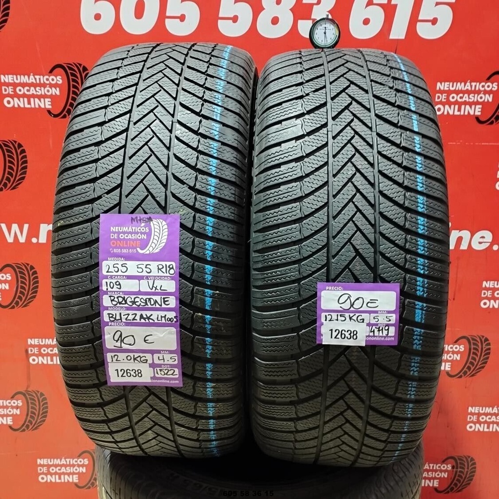 2x 255 55 R18 109VXL BRIDGESTONE BLIZZAK LM005 M+S* 4.5/5.5mm REF:12638