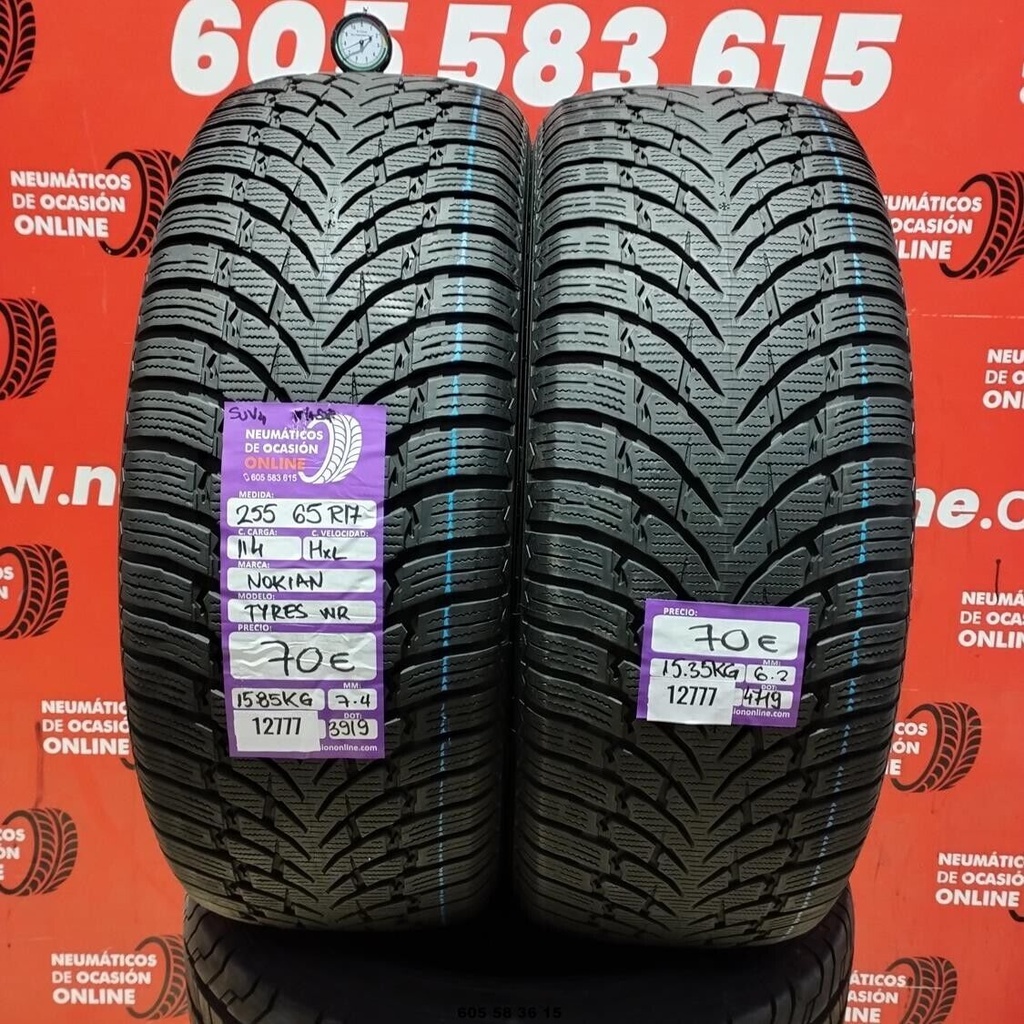 2x 255 65 R17 114HXL NOKIAN TYRES WR SUV M+S* 7.4/6.2mm REF:12777