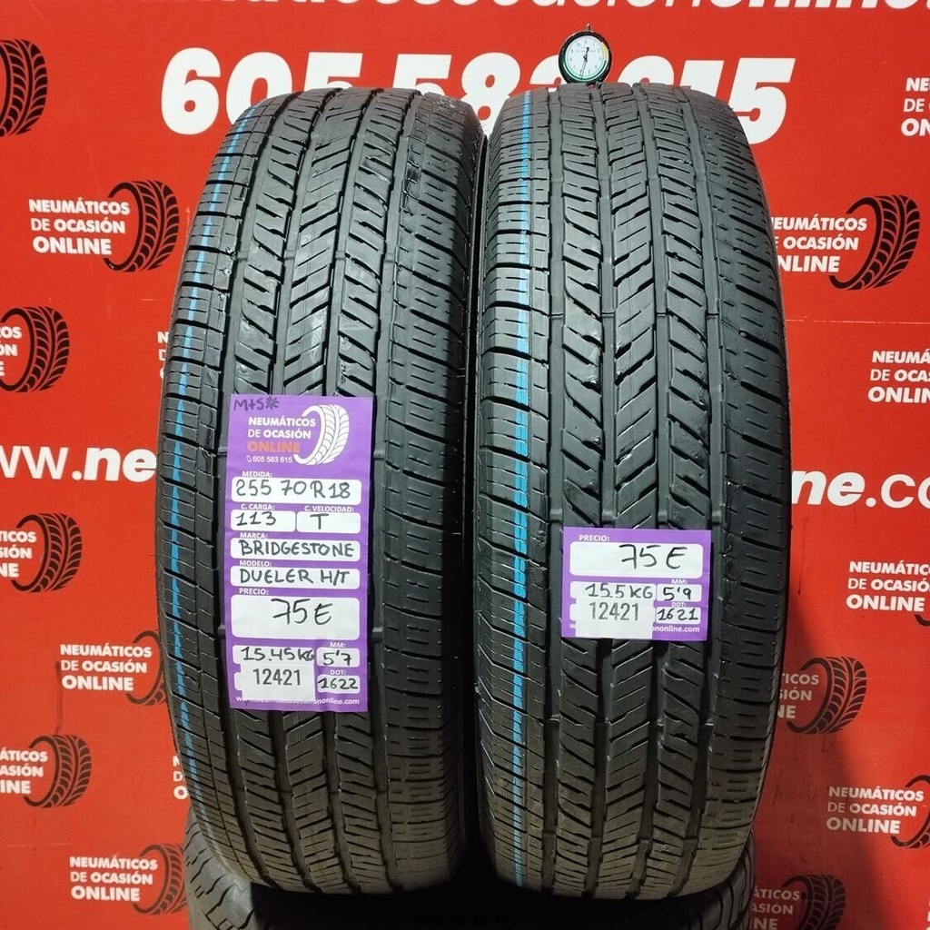 2 x 255 70 R18 113T BRIDGESTONE DUELER H/T m+s 5.7/5.9mm REF:12421