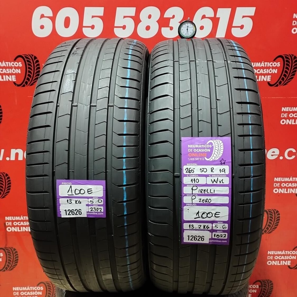 2x 265 50 R19 110WXL PIRELLI PZERO 5.0/5.6mm REF:12626