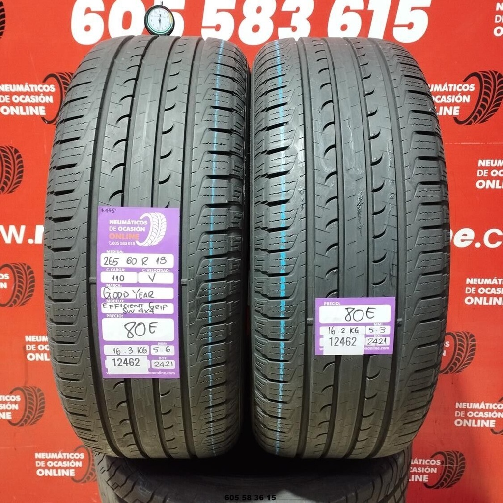 2x 265 60 R18 110V GOODYEAR EFFICIENT GRIP SUV 4X4 M+S 5.6/5.3mm REF:12462