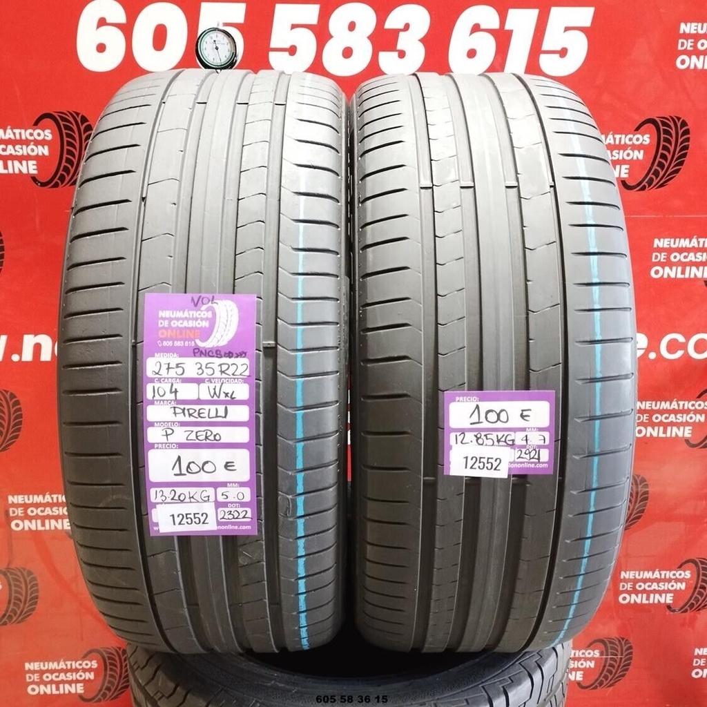 2x 275 35 R22 104WXL PIRELLI PZERO VOL 5.0/4.7mm REF:12552