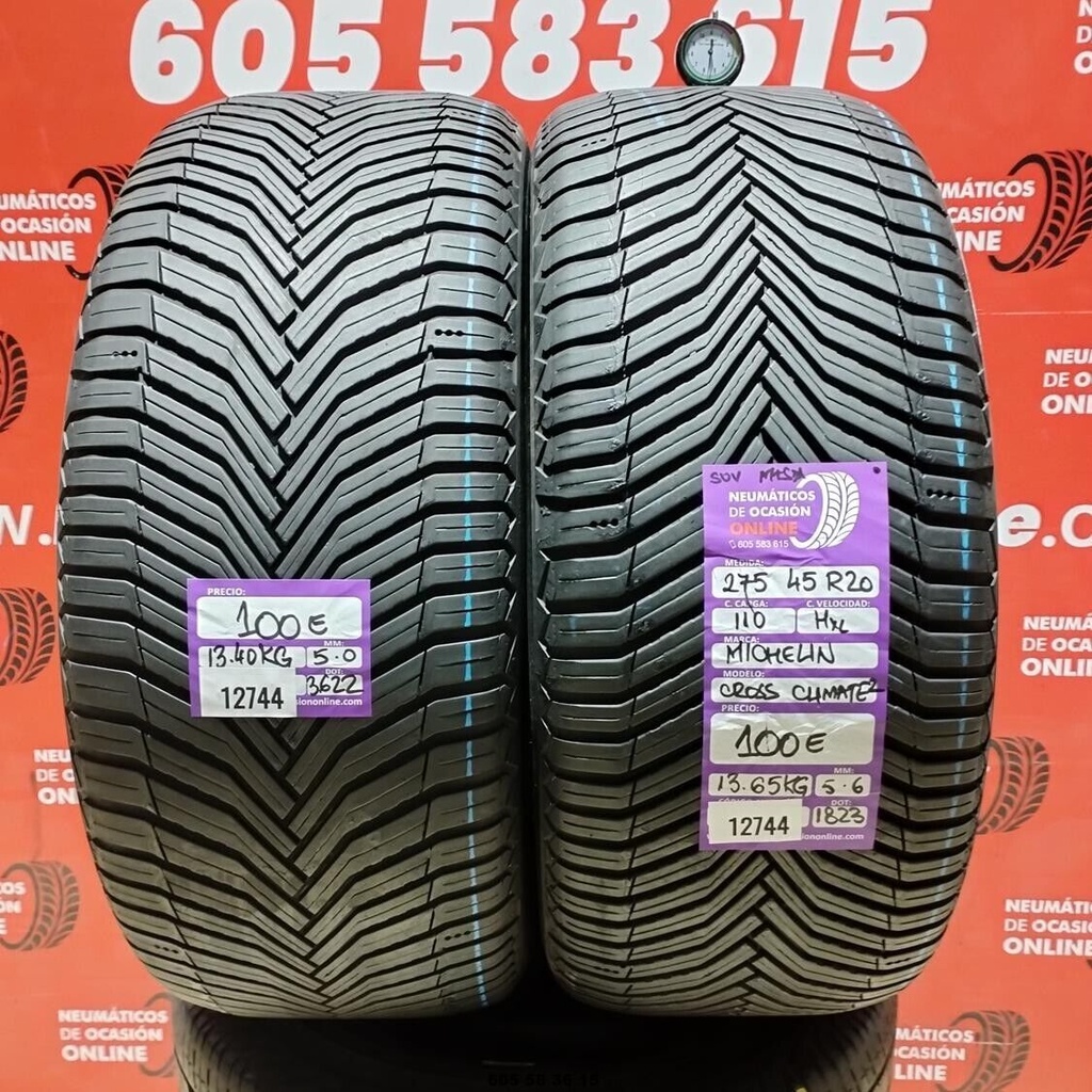 2x 275 45 R20 110HXL MICHELIN CROSS CLIMATE2 SUV M+S* 5.0/5.6mm REF:12744