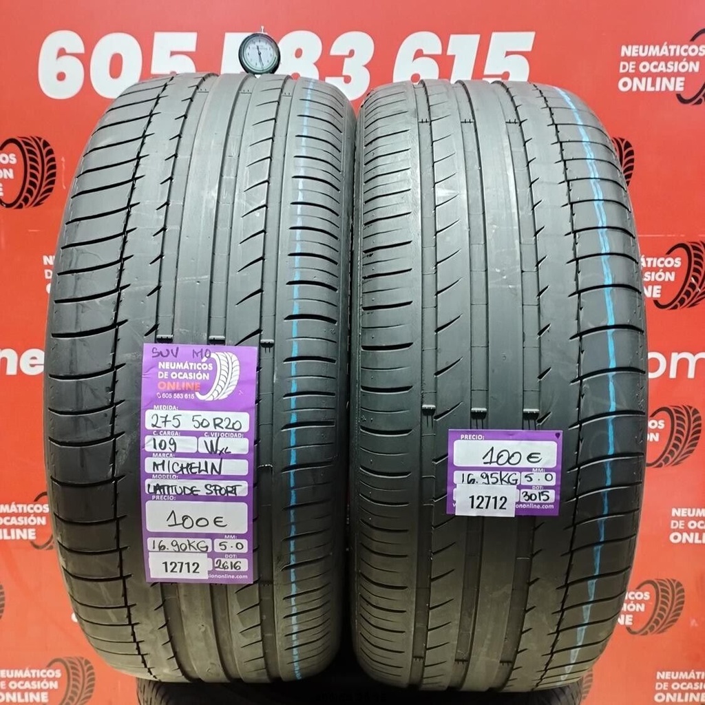 2x 275 50 R20 109WXL MICHELIN LATTITUDE SPORT SUV MO 5.0/5.0mm REF:12712