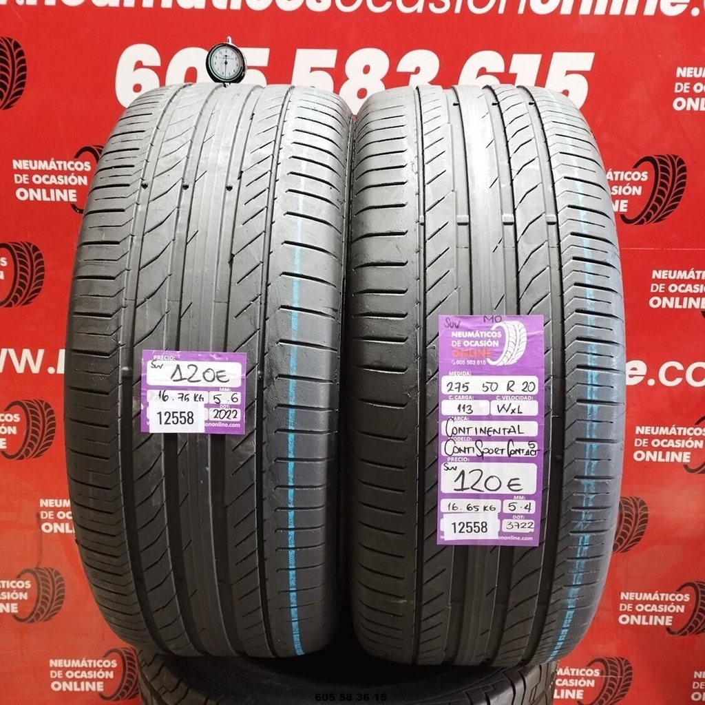 2x 275 50 R20 113WXL CONTINENTAL CONTISPORT CONTACT5 SUV MO 5.6/5.4mm REF:12558