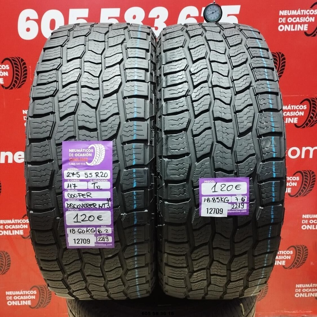 2x 275 55 R20 117TXL COOPER DISCOVERER HT3 45 6.2/7.6mm REF:12709