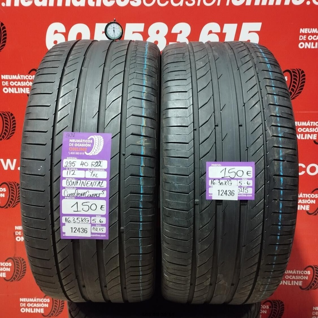 2x 295 40 R22 112YXL CONTINENTAL CONTISPORT CONTACT5 SUV 5.6/5.6mm REF:12436