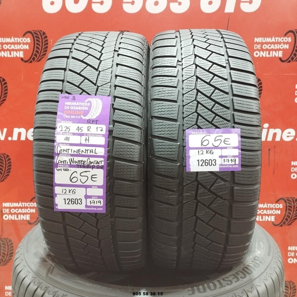 2x 225 45 R17 91H CONTINENTAL CONTIWINTER M+S* DOT:1719 (SIN USO) Ref:12603