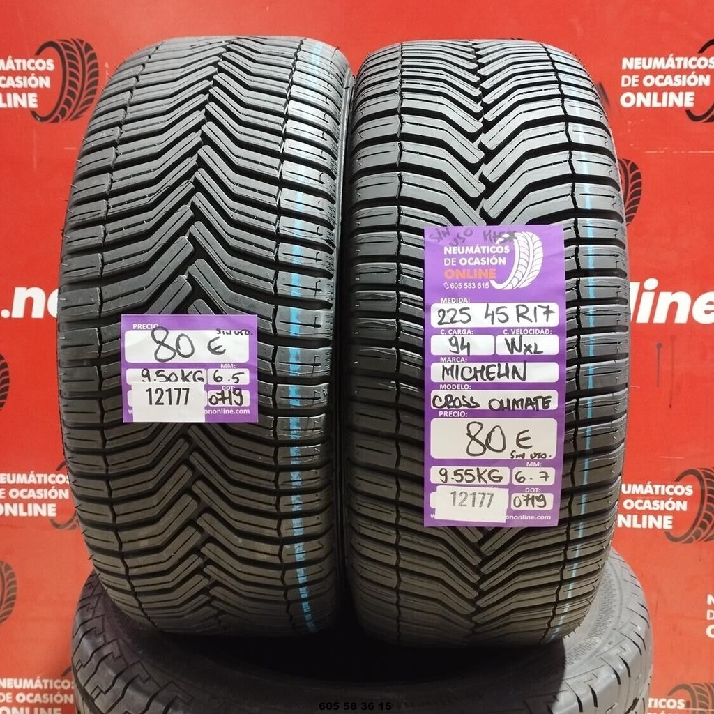 2x 225 45 R17 94WXL MICHELIN CROSS CLIMATE M+S* DOT:0719 (SIN USO) Ref:12177