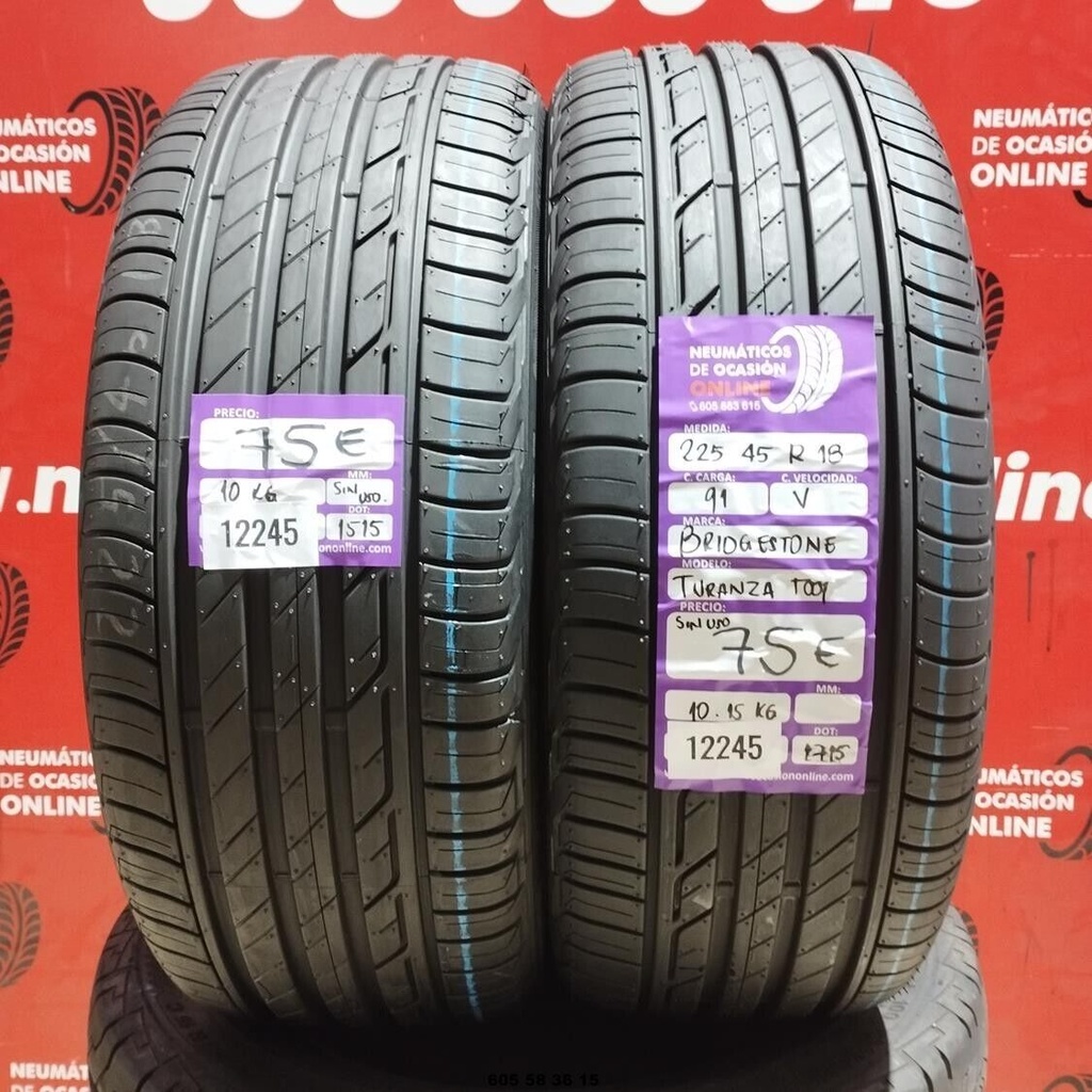 2x 225 45 R18 91V BRIDGESTONE TURANZA T001 DOT:1515 (SIN USO) Ref:12245