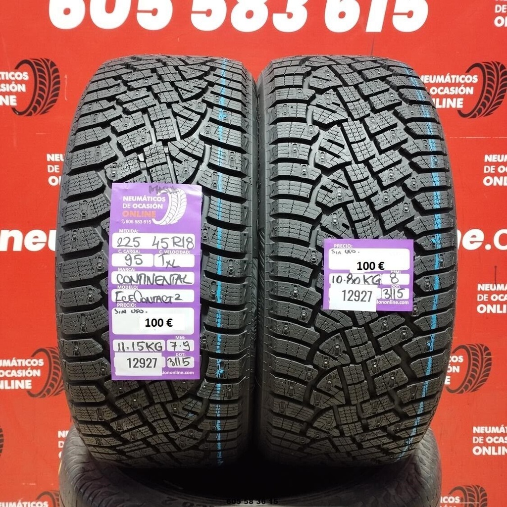 2x 225 45 R18 95TXL CONTINENTAL ICECONTACT2 M+S* (SIN USO) Ref.12927