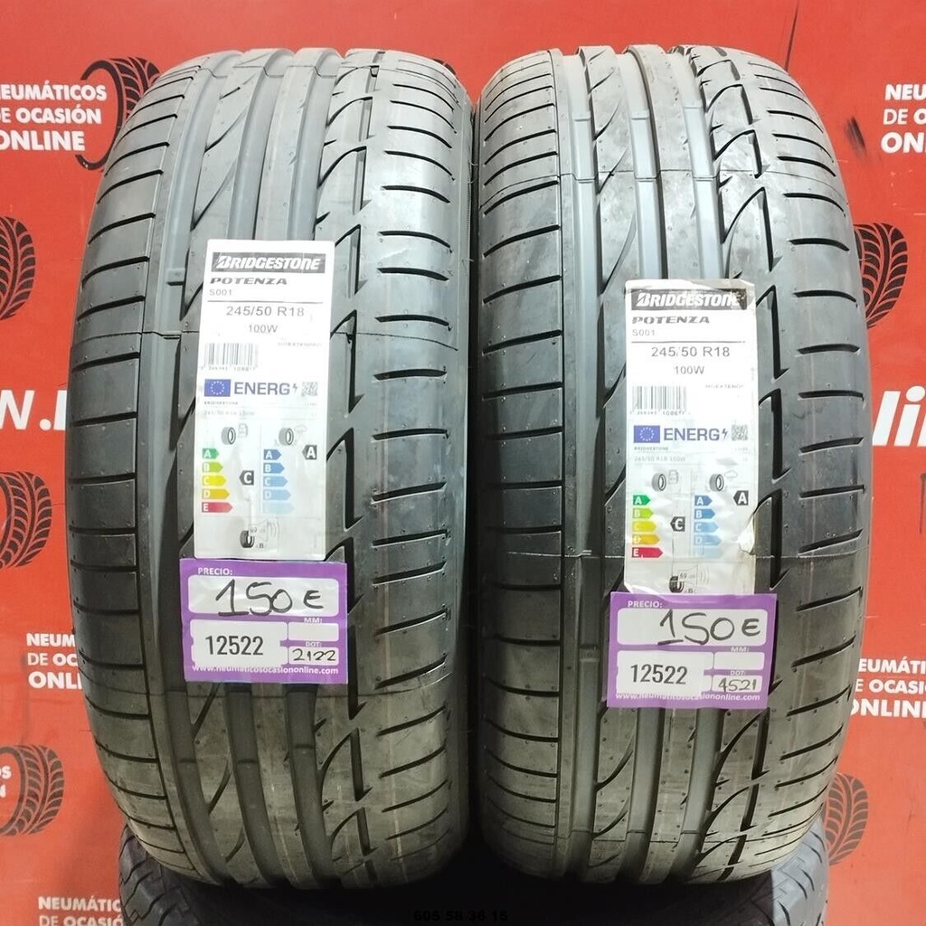 2x 245 50 R18 100W Bridgestone POTENZA DOT: 2122 (SIN USO) Ref:12522