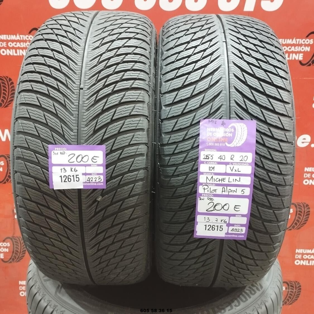 2x 255 40 R20 101VXL MICHELIN PILOT ALPIN5 M+S* DOT:4223 (SIN USO) Ref:12615