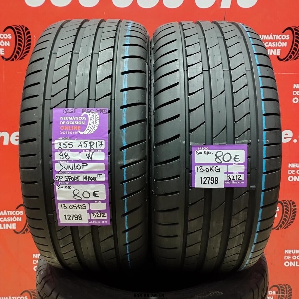 2x 255 45 R17 98W DUNLOP SP SPORT MAXX RSC DOT:3212(SIN USO) Ref:12798