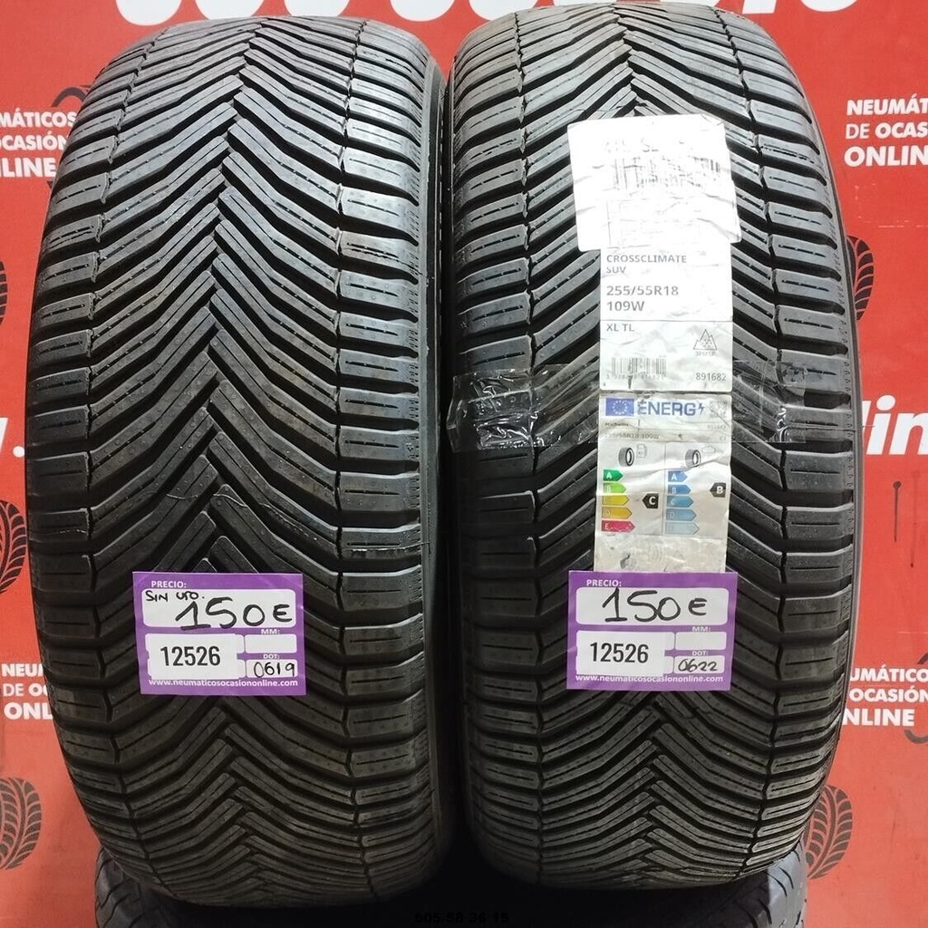 2x 255 55 18 109WXL MICHELIN CROSS CLIMATE M+S* DOT: 0622 (SIN USO) Ref:12526