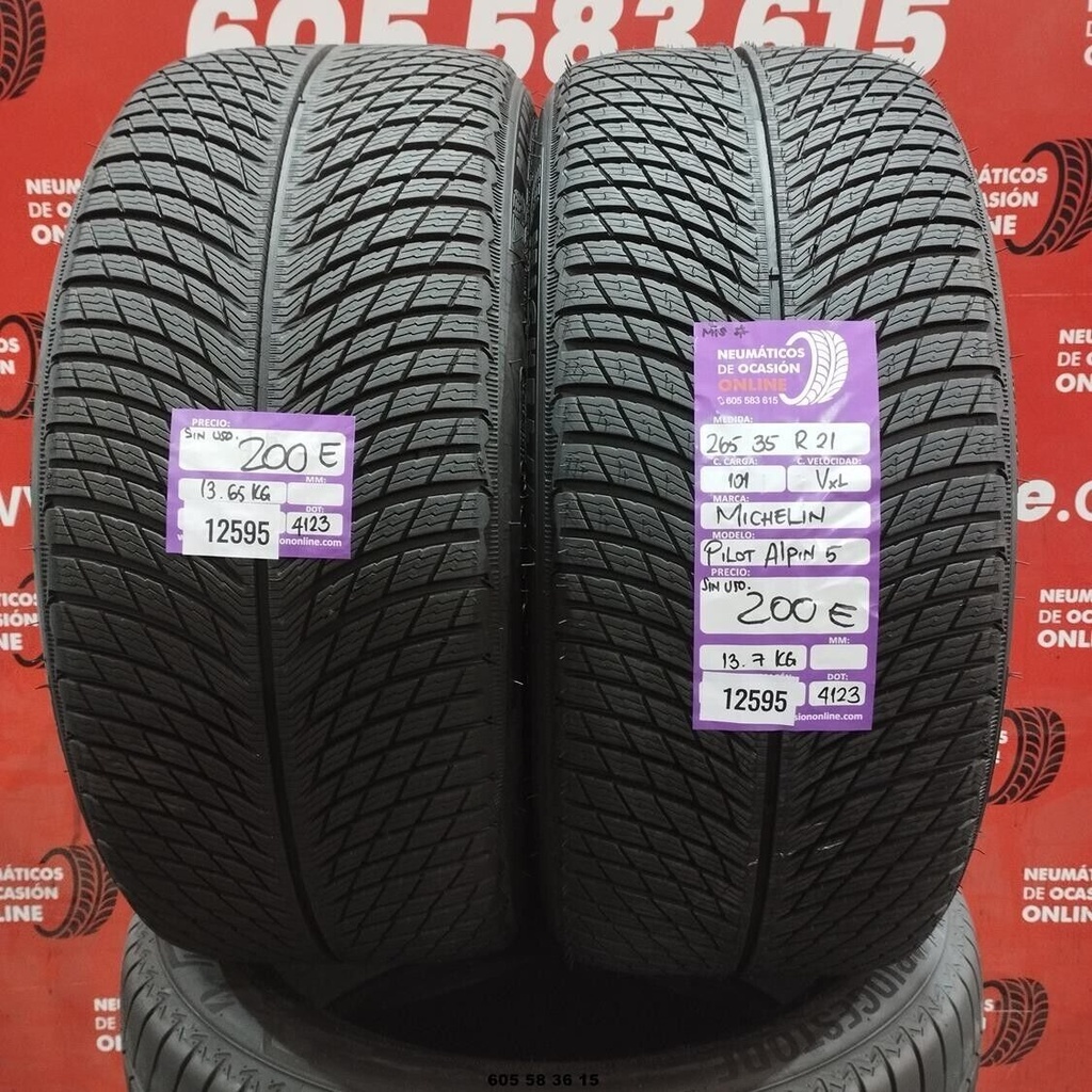 2x 265 35 R21 101VXL MICHELIN PILOT ALPIN5 M+S* DOT: 4123 (SIN USO) Ref:12595