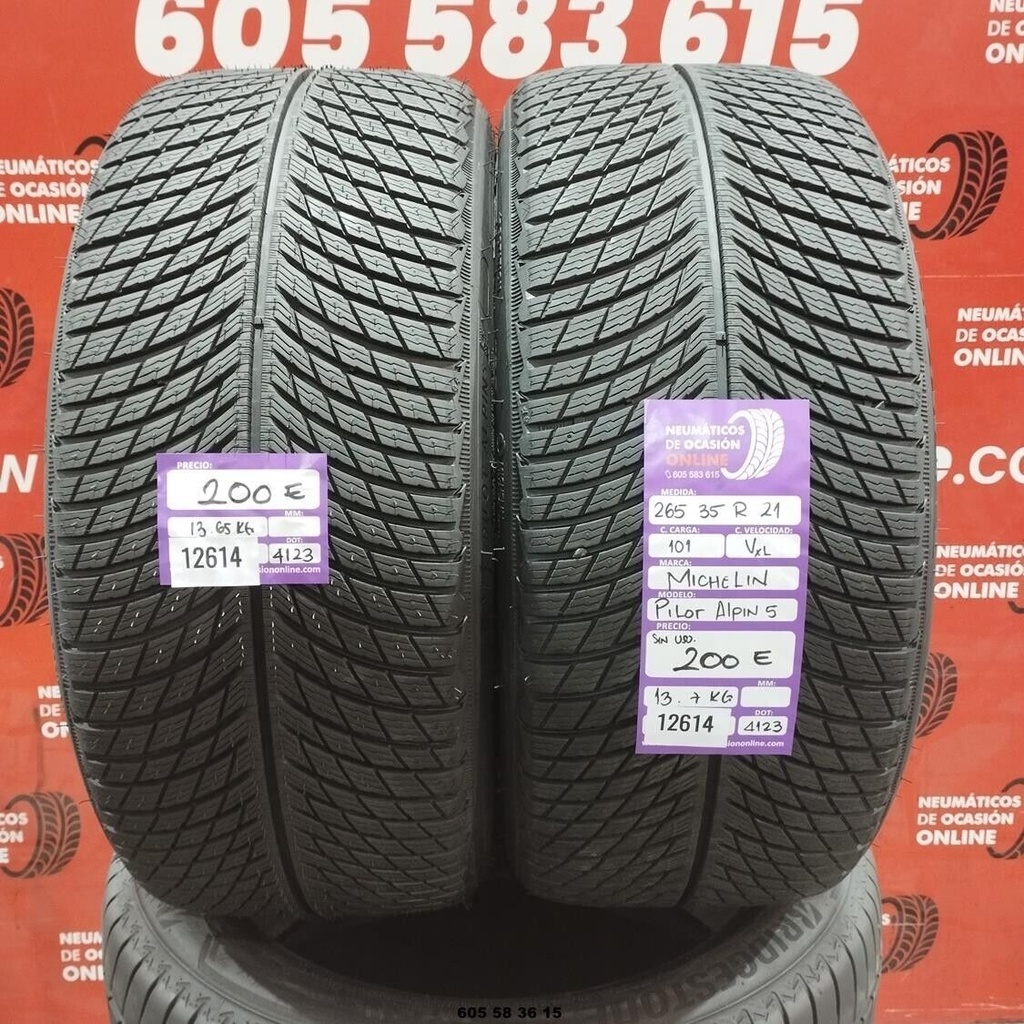 2x 265 35 R21 101VXL MICHELIN PILOT ALPIN5 M+S* DOT: 4123 (SIN USO) Ref:12614