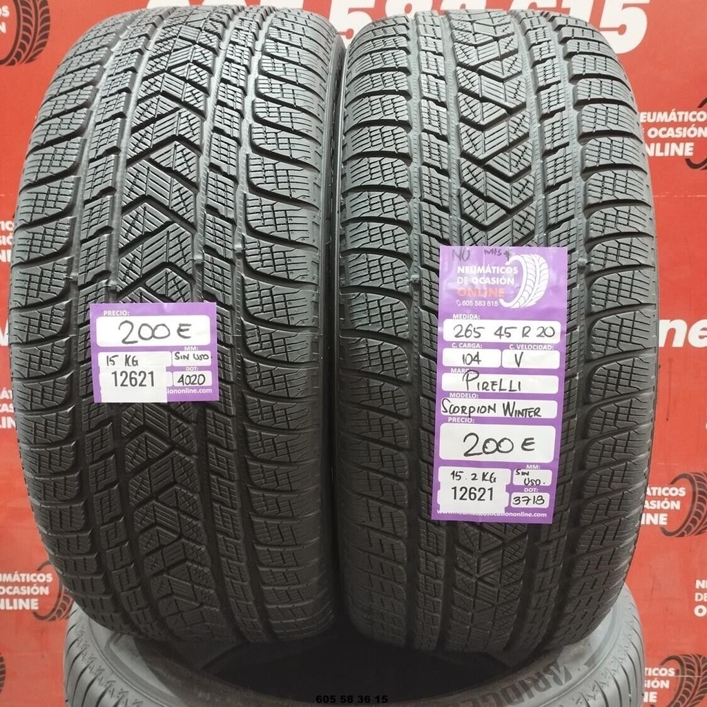 2x 265 40 R20 104V PIRELLI SCORPION WINTER DOT:3618/4020 (SIN USO) Ref.12621