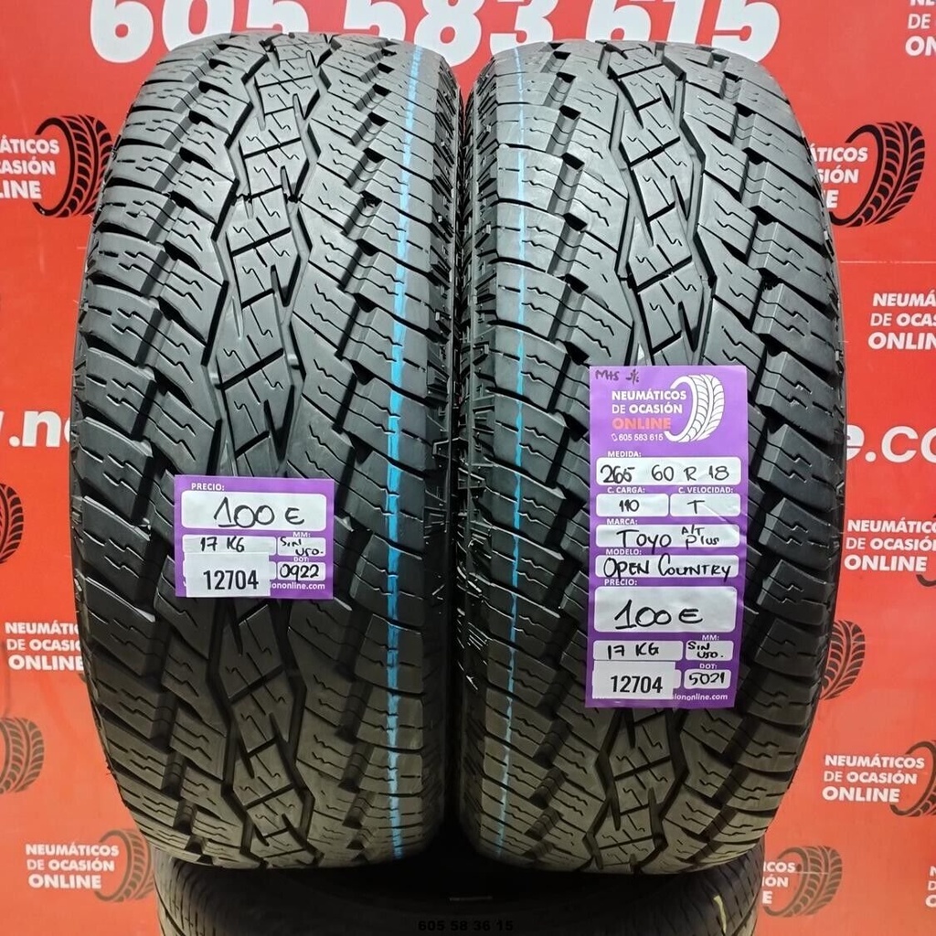 2x 265 60 R18 110T TOYO A/T PLUS M+S* DOT:0922/5021 (SIN USO) Ref:12704