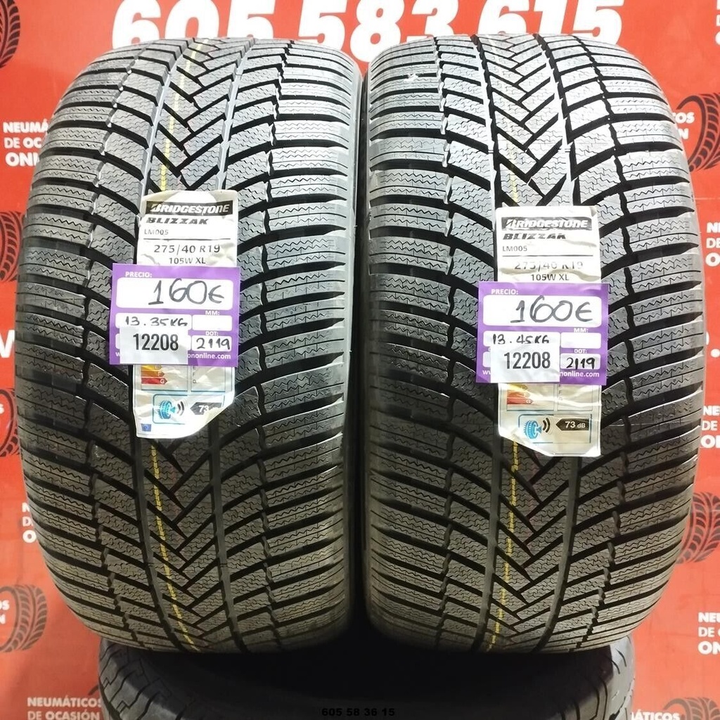 2x 275 40 R19 105WXL BRIDGESTONE BLIZZAK LM005 DOT:2119 (SIN USO) Ref:12208