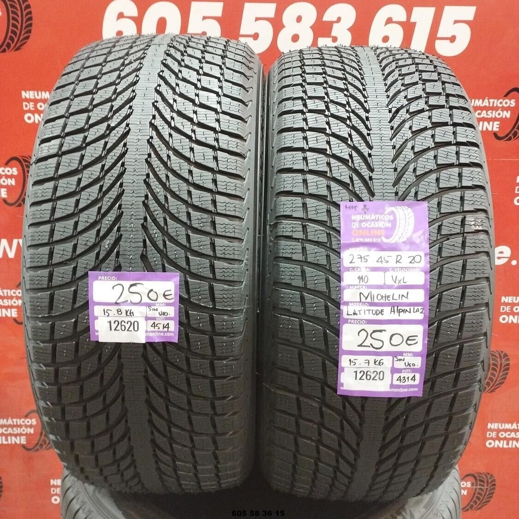 2x 275 45 R20 110VXL MICHELIN LATTITUDE ALPIN M+S* DOT:4514 (SIN USO) Ref:12620