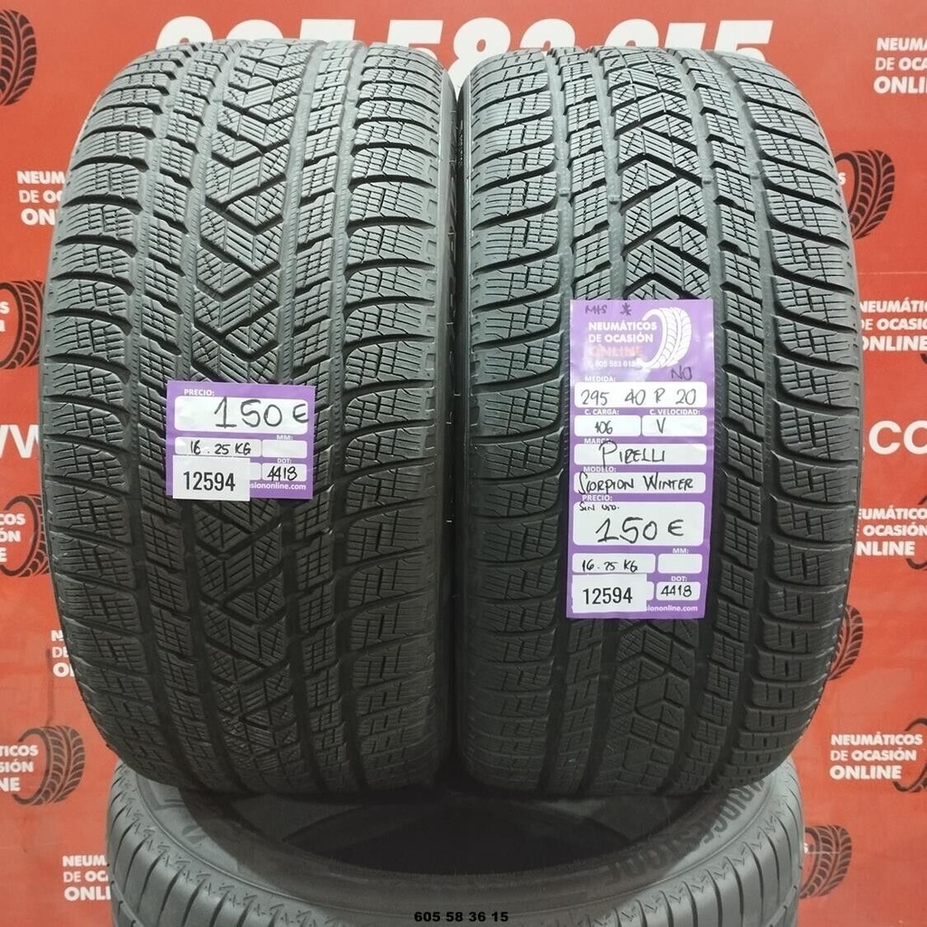 2x 295 40 R20 106V PIRELLI SCORPION WINTER NO DOT:4418 (SIN USO) Ref:12594