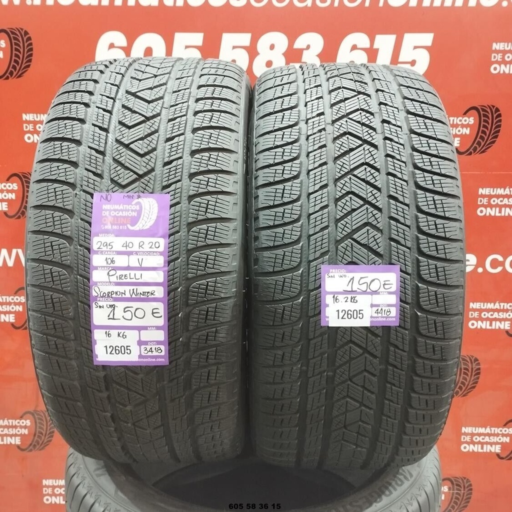 2x 295 40 R20 106V PIRELLI SCORPION WINTER M+S* DOT:3418 (SIN USO) Ref:12605