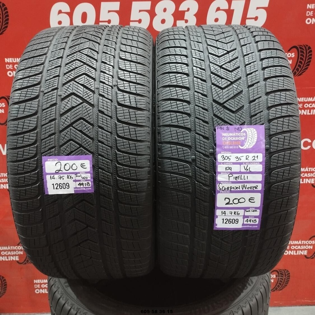 2x 305 35 R21 109VXL PIRELLI SCORPION WINTER M+S* DOT:4918 (SIN USO) Ref:12609