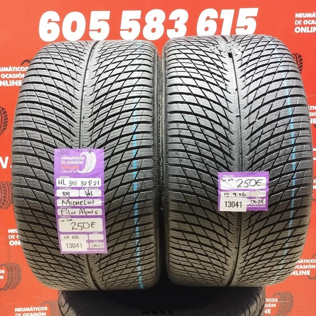 2x 315 30 R21 109VXL MICHELIN PILOT ALPIN5 DOT: 3622/0624 (SIN USO) Ref:13041