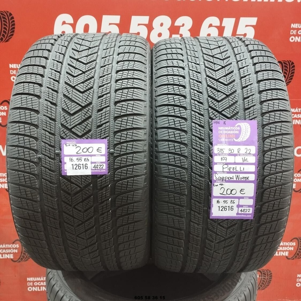 2x 315 30 R22 107VXL PIRELLI SCORPION WINTER DOT:4422 (SIN USO) Ref:12616