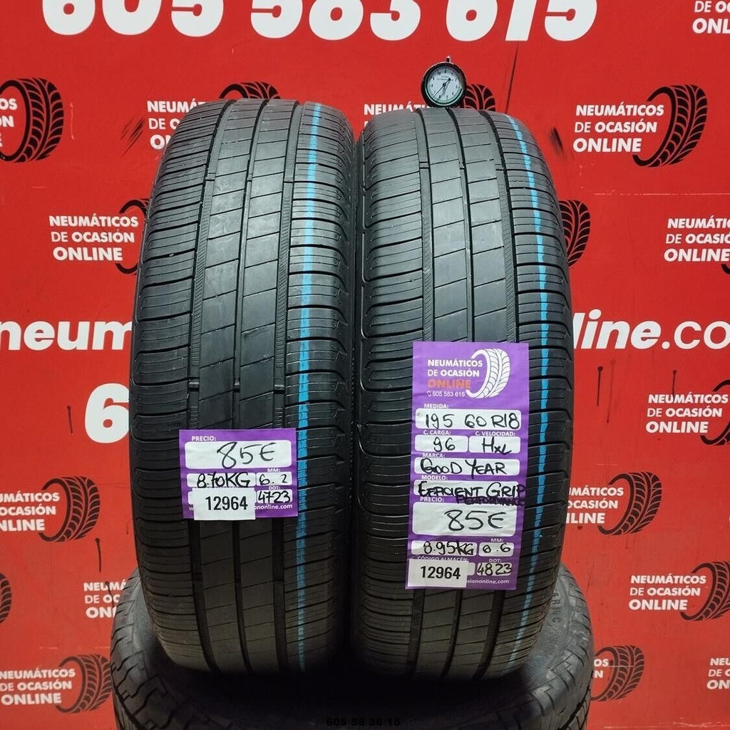 2x 195 60 R18 96HXL GOODYEAR EFFICIENT GRIP 6.2/6.6mm REF:12964