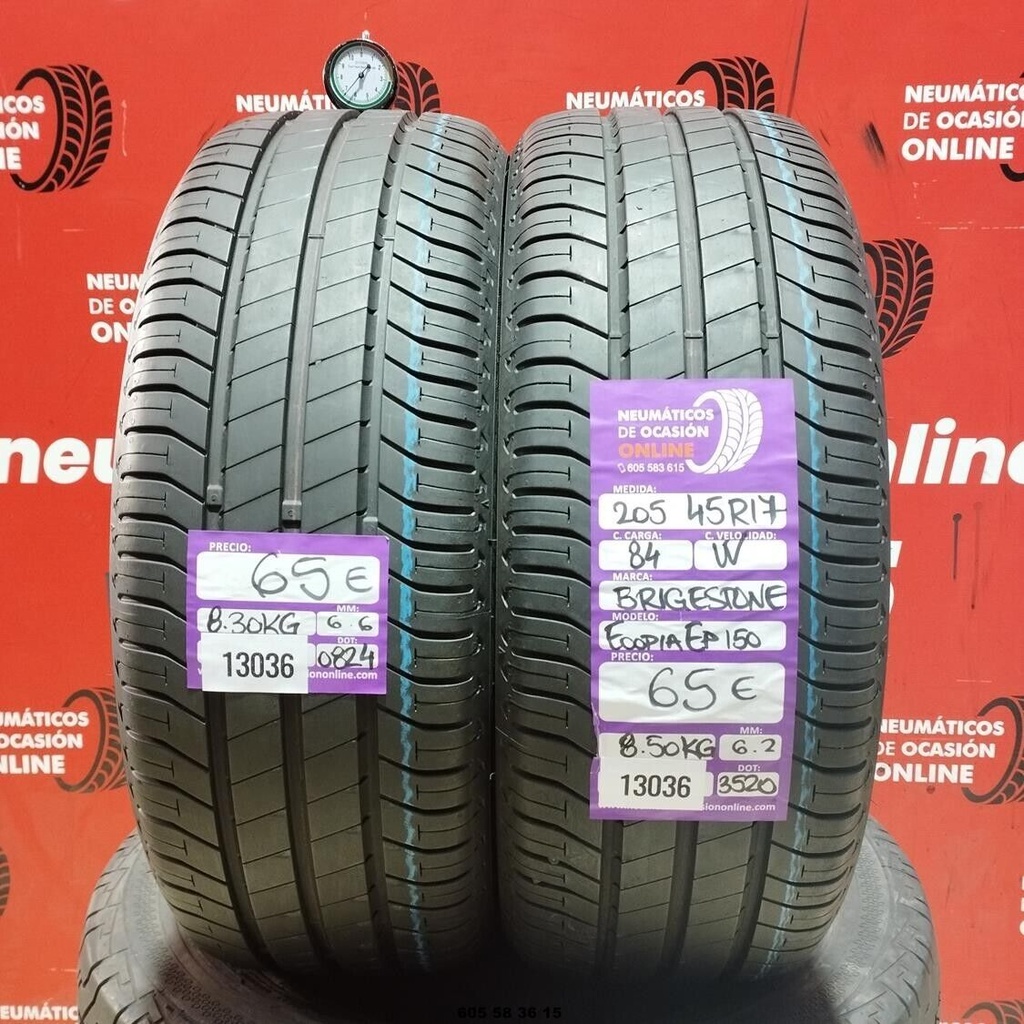 2x 205 45 R17 84W BRIDGESTONE ECOPIA EP150 6.6/6.2mm REF:13036