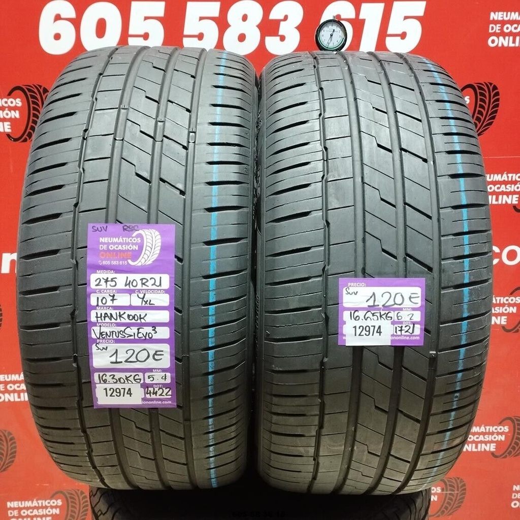 2x 275 40 R21 107YXL HANKOOK VENTUS S1 EVO3 SUV RSC 5.4/6.2mm REF:12974