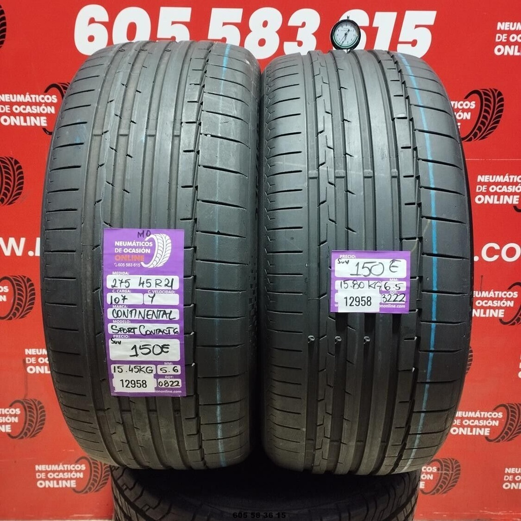 2x 275 40 R21 107Y CONTINENTAL SPORT CONTACT6 MO SUV 5.6/6.5mm REF:12958